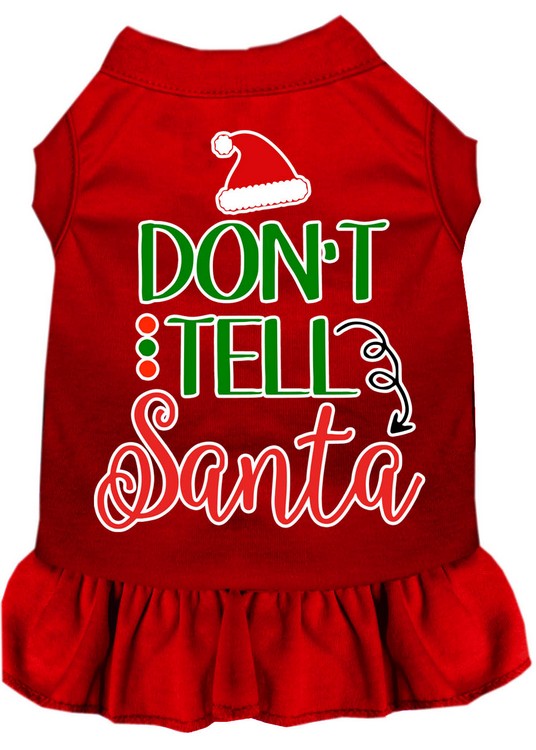 Don't Tell Santa Screen Print Dog Dress Red XL